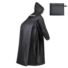 Desoto 레인 판초 엑스트라 롱 재킷 조절 가능한 후드가 있는 경량 우비 남성 및 여성용 배낭여행을 위해 재사용 가능 블랙. 146264