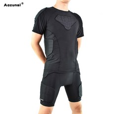 골키퍼 보호복 보호대 축구 수트 키퍼 럭비 배달 안전, XL, 업그레이드 티셔츠+5부 팬츠, 1개