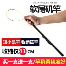 磯釣竿 海釣竿 釣魚竿 岸拋竿 筏磯竿 船磯竿本訂軟尾小磯竿超短節迷你磯竿碳素軟尾伸縮筏竿手海兩用拋竿套裝 超實惠, 黑色硬尾稍(28調）,1.8米送1.8米裸竿+禮品