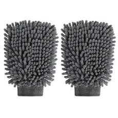 방수 자동차 세차용 셔닐 장갑 세척 미트 왁스 디테일링 브 관리 먼지 제거, 4. 2Pcs Grey, 1개