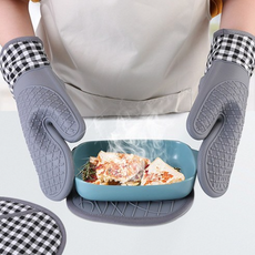 레디박스 2중 보호 실리콘 오븐장갑 2개 + 냄비받침 1개, 그레이, 1세트