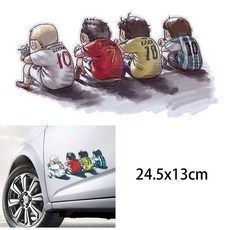 汽車足球卡通車貼 男孩背影車身貼 汽車裝飾貼 磨砂貼紙防水 卡通貼紙 24.5x13cm, 1個, 磨砂