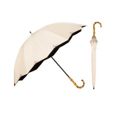 55cm UVO12K-23 Wpc.의 양산 UVO(우보) 긴 우산12K 자수 스칼랩 베이지《차광율&UV