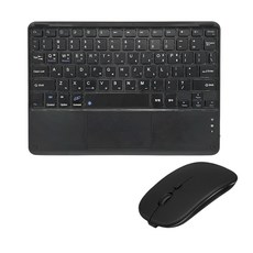 UB 울트라 슬림 터치 패드 키보드 충전형 듀얼 마우스 세트, 텐키리스, 블랙 미디움, UB-BK2