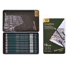 에이치비문화사 프리미엄 스케치 드로잉 세트 12p 2H H HB F B 2B 3B 4B 5B 6B 7B 8B, 1세트