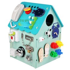 비지보드 나무 비지하우스 비지 크리비지 퍼즐 활동 교구 교육용 장난감 감각 교육, 5. 뉴 몬테소리 부시 하우스(그린)