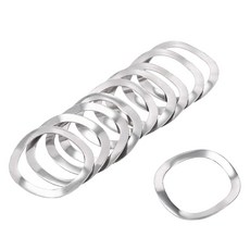 uxcell 10Pcs 0.49" x 0.71" 0.01" 304 스테인리스 스틸 웨이브 스프링 와셔 나사 볼트용, 19.5mmx25mmx0.3mm
