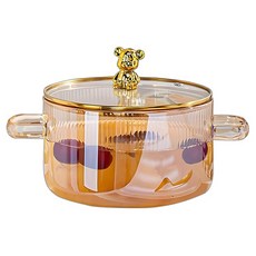 Tiger Pavilion 테디베어 글라스 양수 냄비, 앰버, 1개, 16cm