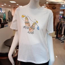 SOGO 트리아나 진주 장식 라운드 반팔 티셔츠 AJ2TA31 WT