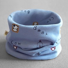 목도리 겨울 방한 머플러 남아 여아 순면 보온 귀보호 넥워머, 레이크블루-카우