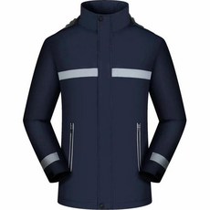 黑色反光條衝鋒衣工裝工作服戶外防風外套冬季 副廠商品, 1個, 藏青,M