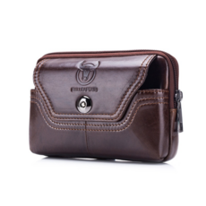 BULLCAPTAIN 真皮手機腰包，男士掛腰多功能戶外運動腰包，耐磨防刮手機保護套