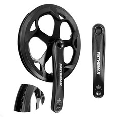 패스그나르 산악 자전거 크랭크셋 48/52T 충전 자전거 크랭크 세트 170mm 암 130BCD 스퀘어 테이퍼 싱글 스피드 크랭크 싱글 스피드 자전거 전기 자전거와 호환, F2048 Bike Crankset-48T