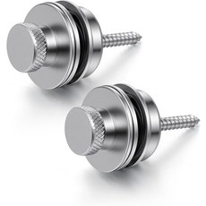 2팩 기타 스트랩 잠금장치 일렉트릭 베이스 헤비 듀티 금속 플랫 원형 헤드 디자인 어쿠스틱 베이스(실버)를 위한 간편한 퀵 릴리스 설치