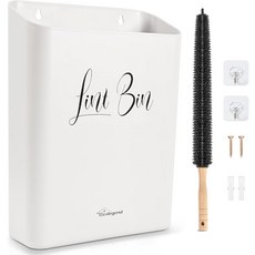 건조기 보푸라기 브러시가 있는 세탁실용 씰젠드 마그네틱 통 벽걸이 쓰레기통 공간 절약 세탁 정리 및 보관 흰색, 1개