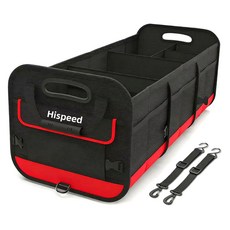 Hispeed 자동차 트렁크 정리함 다용도 차량용 접이식 수납함 대형 93L, 블랙+레드