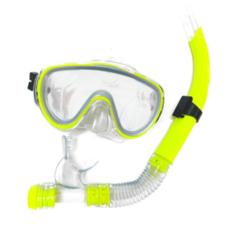 어센드기어 물안경 스노쿨링 마스크 세트, 옐로우