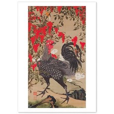 Ito jakuchu \" Nanten Yukei-zu (난디나와 수탉) 일본화 포스터 41.5cm x 29.8cm(16.5인치 11.7인치)(A3)【일본산】 두꺼운 종이 페인팅, Ito jakuchu " Nanten Yukei-zu