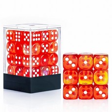 해외 Handan 24팩 16MM 6면 주사위 세트 반투명 색상 D6 게임 Yahtzee Bunco 또는 교육 수학을 위한 표준 휴대용 파우치 포함옐로우 미국매장정품+ 1723, 오렌지 레드 글리터.