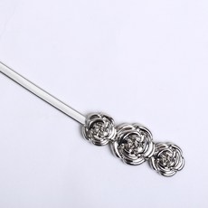 커튼 버클 크리에이티브 메탈 미니 데이지 커튼 스트랩 스프링 버클 커튼 액세서리, 작은 장미-실버, 1개