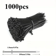 올스토어 1000개 중형 나일론 케이블 타이 - 4인치 셀프락킹 UV 저항성 지퍼 실내 내구성 있는 와이어 관리, 01 1000pcs, 02 Black