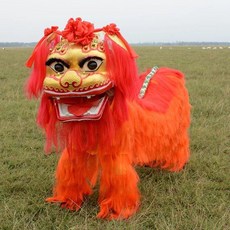漢鑫優選 新款笑臉型北獅 舞獅道具 全套, 1個, 笑臉款舞獅紅橙色皮