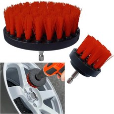 2PCS 자동차 디테일링 드릴 브러시 세트 2인치 및 4인치 파워 카펫 스크러버 부착 나일론 브리스틀 휠 클리너 브러시 바닥 매트용 세차 청소 키트 욕실 노란색, Red