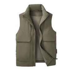 羽絨棉立領馬甲背心 防風加厚加絨坎肩 男女款無袖外套 春秋冬季保暖 大尺碼釣魚工裝休閒運動夾克