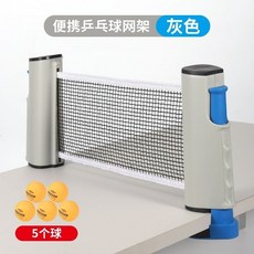 【可開發票】乒乓球網架球網便攜式攔網擋網網子標準網通用自由球臺伸縮標準 2H7D, 鈦金灰+5球【超級耐用】, 1個