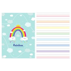 잉글리쉬 아뜰리에 18mm 레인보우 넓은칸 3줄 영어공책 영어노트 제본, 5권, 민트(공책만제공)