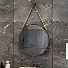 陶陶居 北歐浴室鏡 圓鏡 掛鏡 藝術梳妝鏡 壁掛裝飾鏡 衛生間鏡子, 1個, 直徑40cm金色