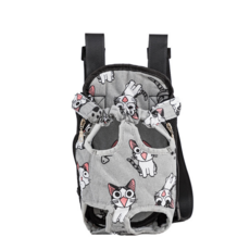 寵物背包 寵物外出包 寵物胸前包 寵物雙肩背包 貓狗通用外出便攜透氣款, 【灰色小貓】帆布款,S, 1個