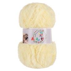 仿貂毛皮草綫毛綫 玩具diy帽子皮毛紗水貂絨裘皮絨, 1個, 4#嫩黃