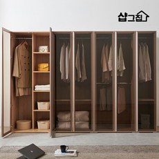 브론즈 유리도어 옷장 이불장 선반장 2800 시스템장 장롱 세트, 로즈골드