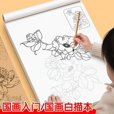 繪畵必備 中國畵白描臨摹畵冊 初學者入門兒童描本 人物篇動物篇花卉篇山水篇, 不含工具,試用發幾張
