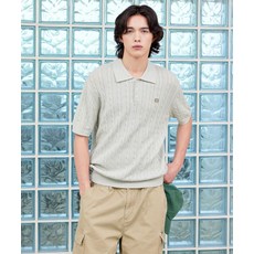 LEE 케이블 카라 반팔 니트 라이트 그레이 405921