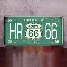 차량 번호판 빈티지 외국차 플레이트 펍 장식 소품 카페, 1개, 딥그린