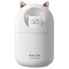 촉촉냥 캣미스트 H2O 무드등 테이블 가습기 300ml, 화이트