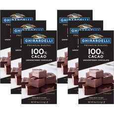 Ghirardelli 초콜릿 기라델리 베이킹 바 100% 카카오 무가당 4온스 6개 묶음, 113g