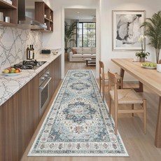 [ 1173069 ] 마다네 러너 러그 76.2 x 20.3cm(2피트 6인치 8피트) 주방 러너 복도 빈티지 세탁 가능한 부드러운 미끄럼 방지 낮은 파일 8.8x2.4m(2, [ 1173069 ] 마다네 러너 러그 76.2 x 2