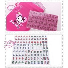小花花日本精品 Hello Kitty 迷你麻將 旅行簡裝 水晶麻將 攜帶型麻將, 1個
