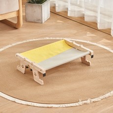 寵物吊床 貓掛床 貓吊床 寵物床 貓咪吊床 可懸掛可落地貓床 貓跳台 免鑽牆貓咪床邊吊床 寵物用品, 1個, 魔術貼款灰黃【可掛可放】, 魔術貼款灰黃【可掛可放】