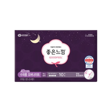 좋은느낌 슬림 42cm 수퍼롱 오버 날개형 생리대, 오버나이트 이상, 10개입, 1개
