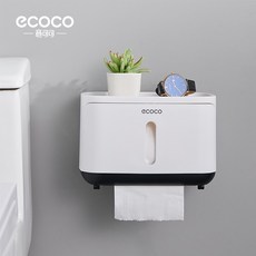 ECOCO 浴室紙巾盒 衛生間紙巾盒 廁所收納 衛生紙置物架, 1個, E1807浴室紙巾盒 小號-黑色