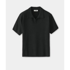 쿠어 COOR 오픈 칼라 코튼 폴로셔츠 블랙