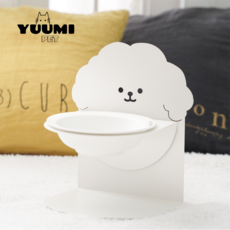 유미펫 반려동물 높이조절 마그넷 식기 구름이 밥그릇, 1개, 화이트