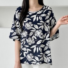 Nayana 티셔츠 플라워 여름 여성 10컬러 데일리 반팔 인견