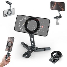 마그네틱 거치대 스마트폰 삼각대 폴 타입 아카스위스 호환 일체형 알루미늄 고급 링 증정 아이폰 갤럭시 모든폰 휴대용 미니 셀카봉, XQ-B