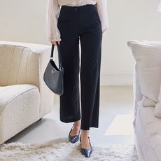 로로텐 9부 세미 와이드 스판 밴딩 슬랙스 정장 바지 여성 빅사이즈