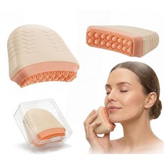 림프 컨투어 페이스 브러시 업그레이드된 실리콘 배수 턱 목 뺨용 인체 공학적 얼굴 사용하기 쉬움 컴팩트하고 휴대가 간편한 여행용 287168, Oatmeal